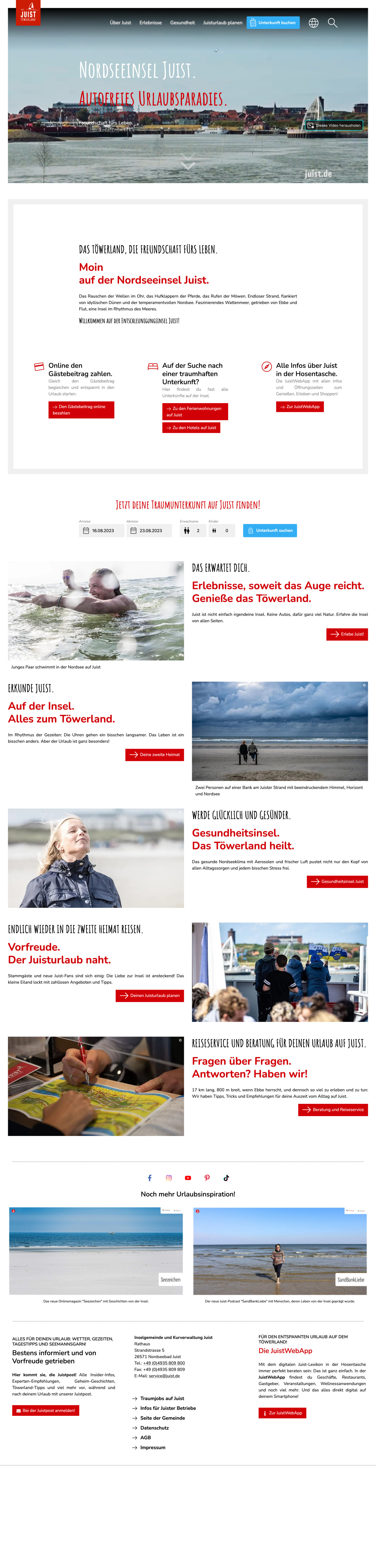 Juist Website Startseite