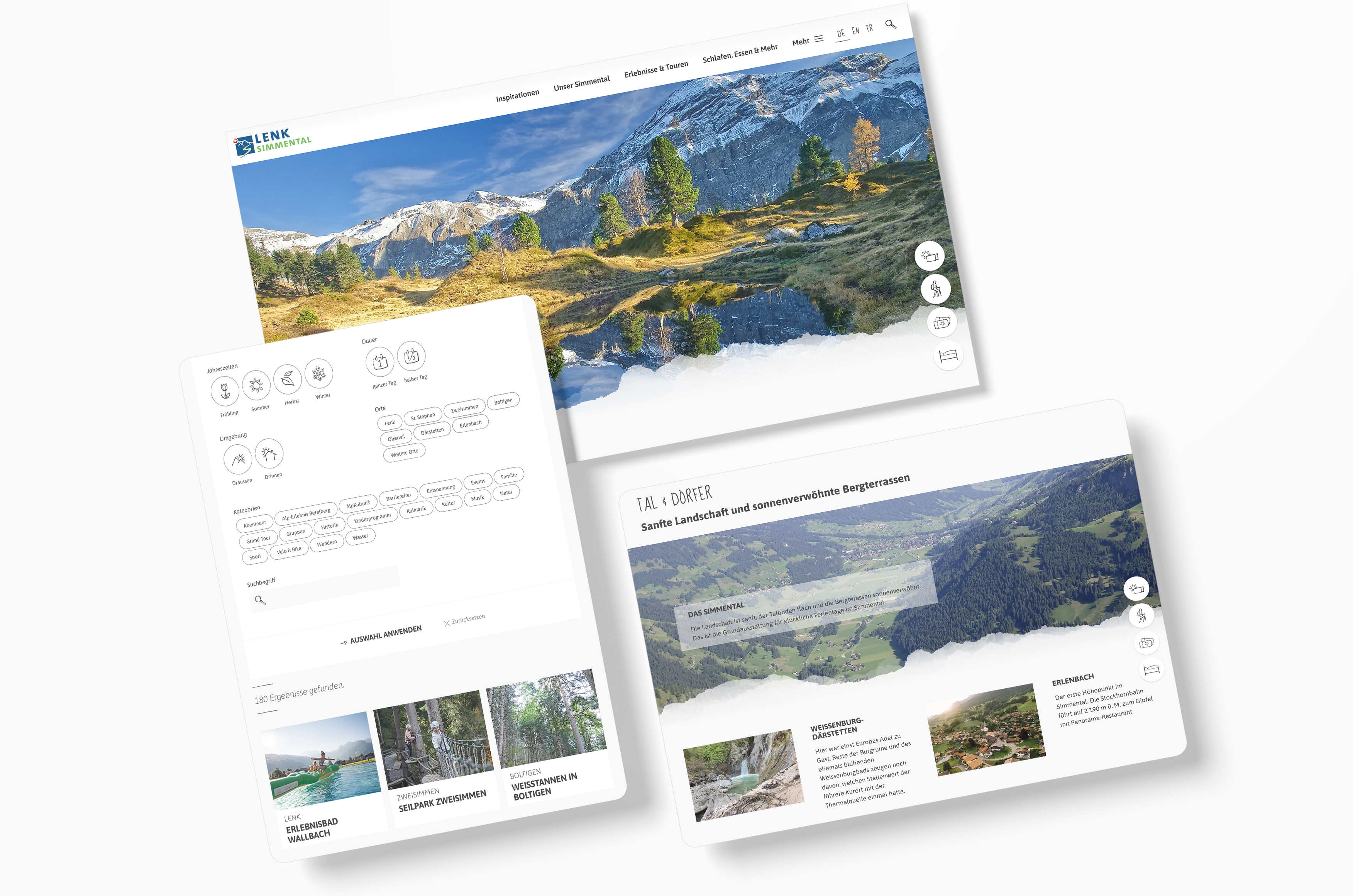 Screendesigns für die pixelpoint Website für das Lenk-Simmental