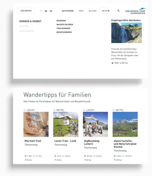 Webdesign von pixelpoint für den Kunden Adelboden Lenk Kandersteg