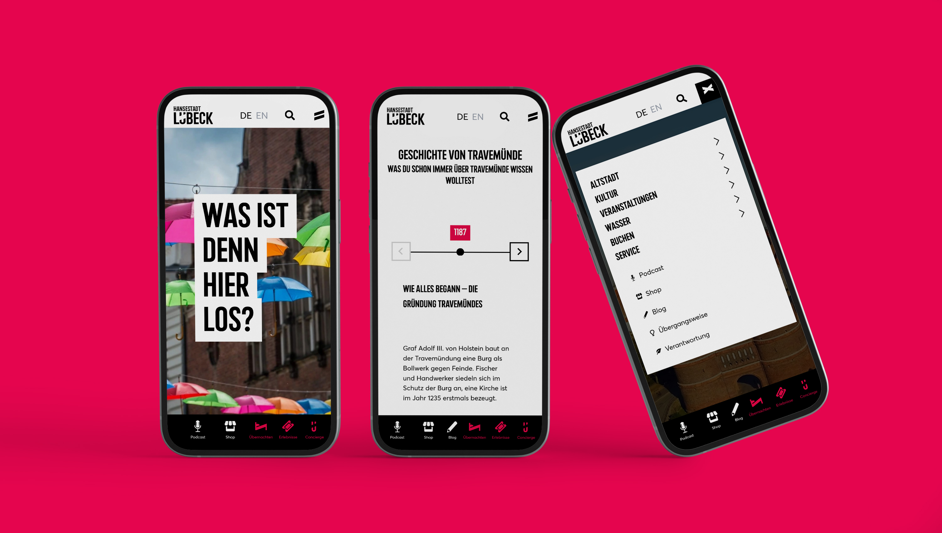 Screenshots vom pixel Screendesign für die Hansestadt Lübeck