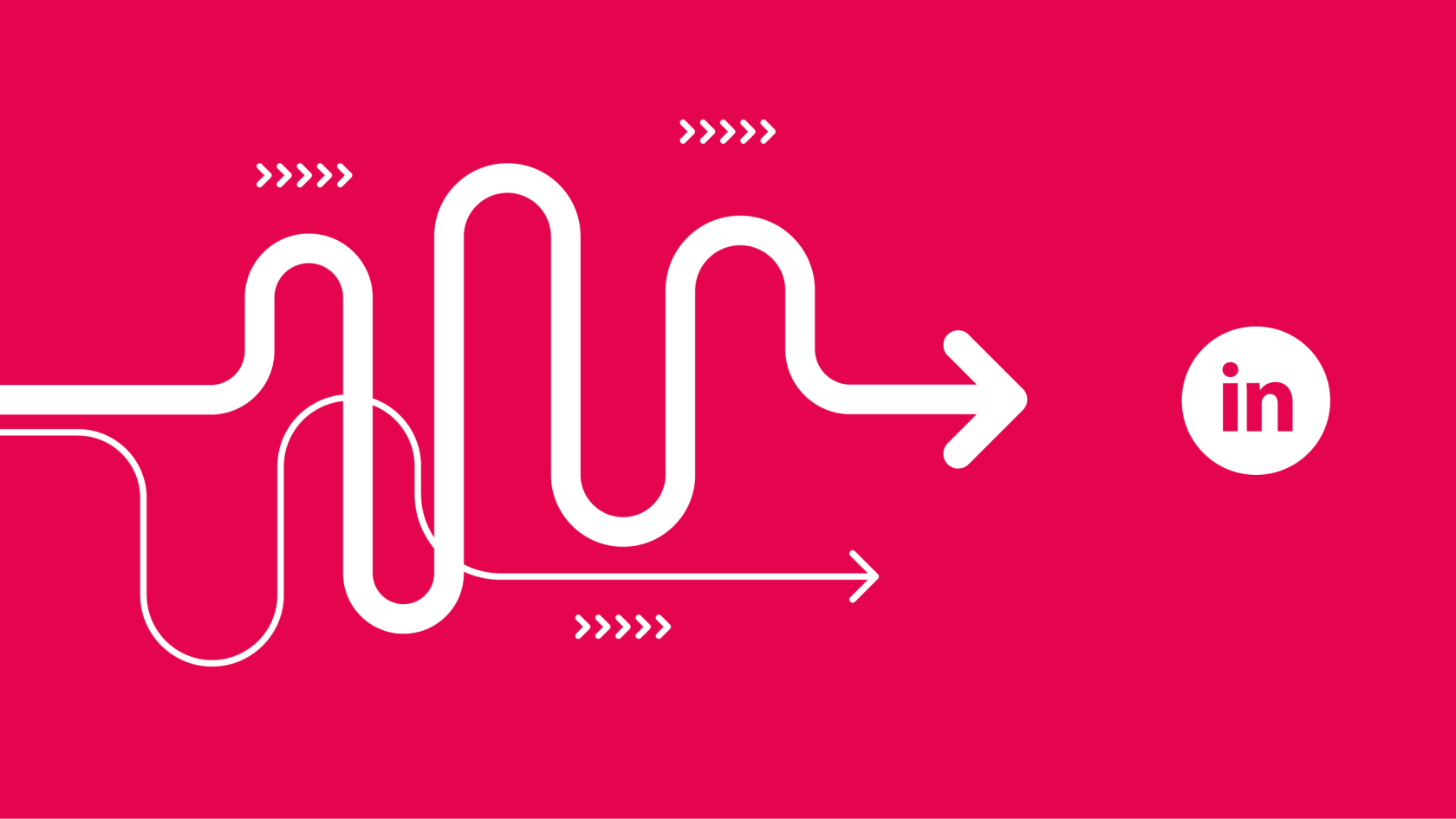 Content-Marketing-Strategie für LinkedIn im B2B-Marketing: Weißer Pfad führt zum LinkedIn-Logo