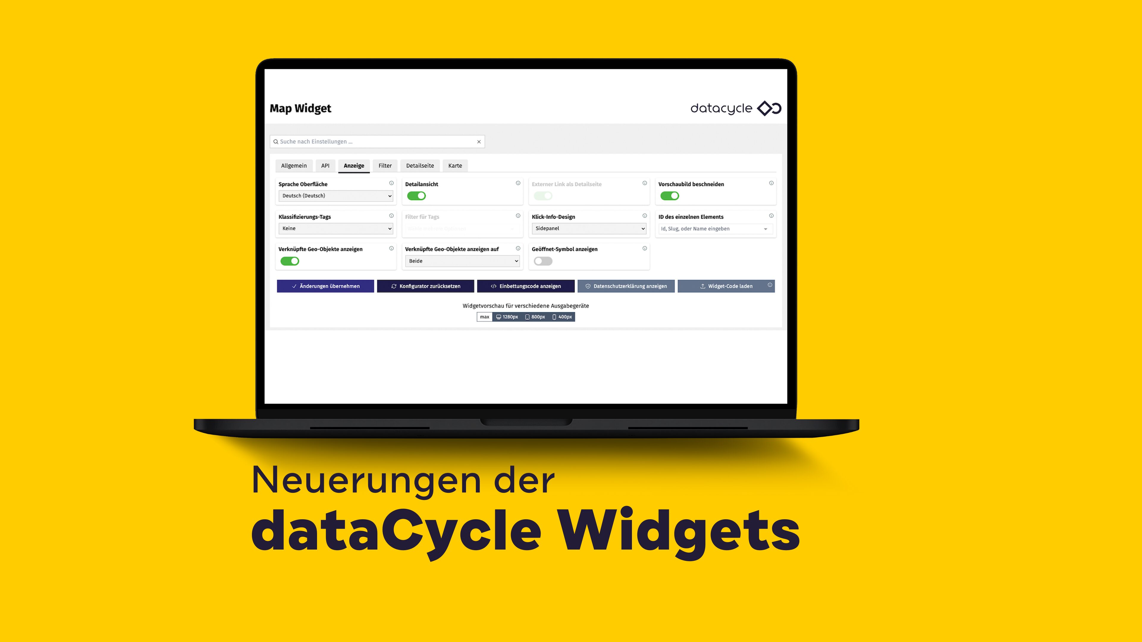 dataCycle: Neuerungen im Widget-Konfigurator