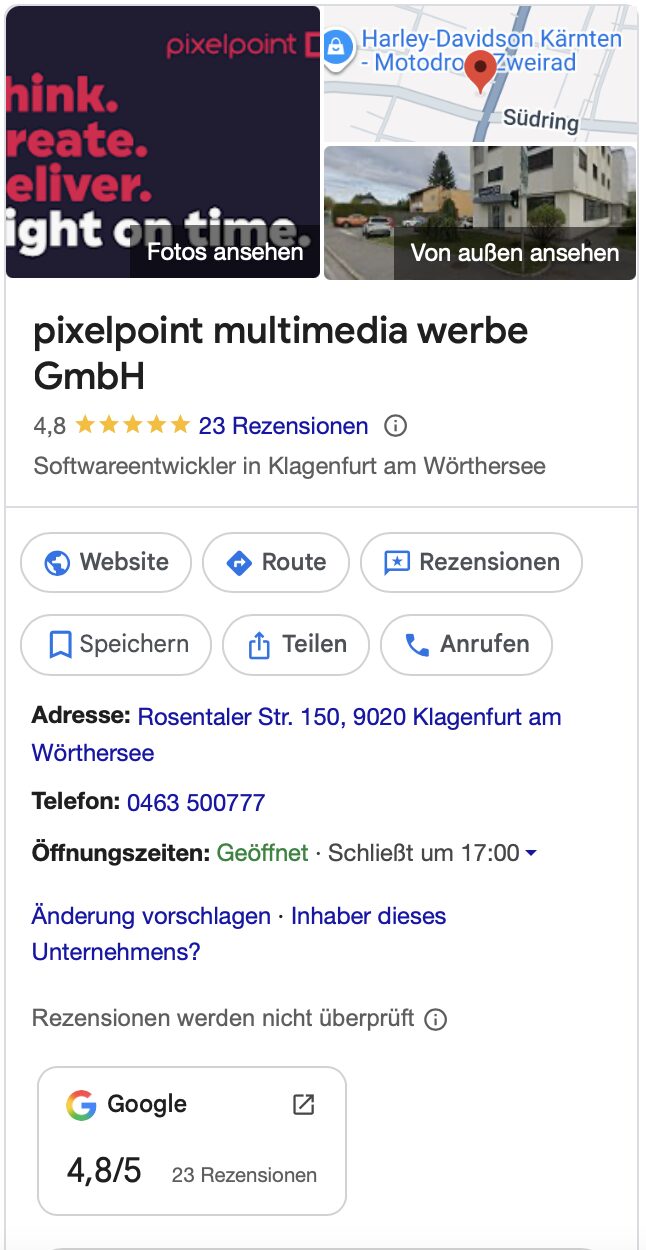 Google Unternehmensprofil pixelpoint multimedia